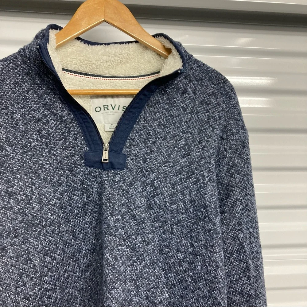Orvis Heathered Blue Zip-Up Sweater - Picture 6 of 13